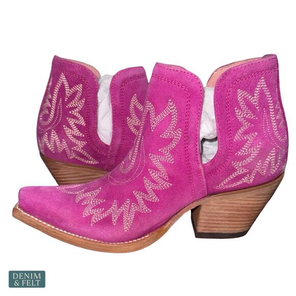 NEW Ariat Dixon Pink Suede Western Bootie Rodeo Festival Cowgirl Size 7 B Bold - Picture 10 of 16
